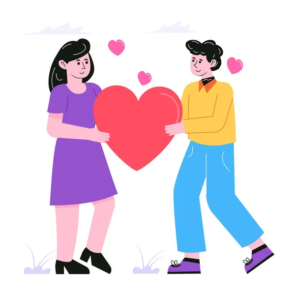 Couple Amoureux Coeur Vecteur Illustration Design — Image vectorielle