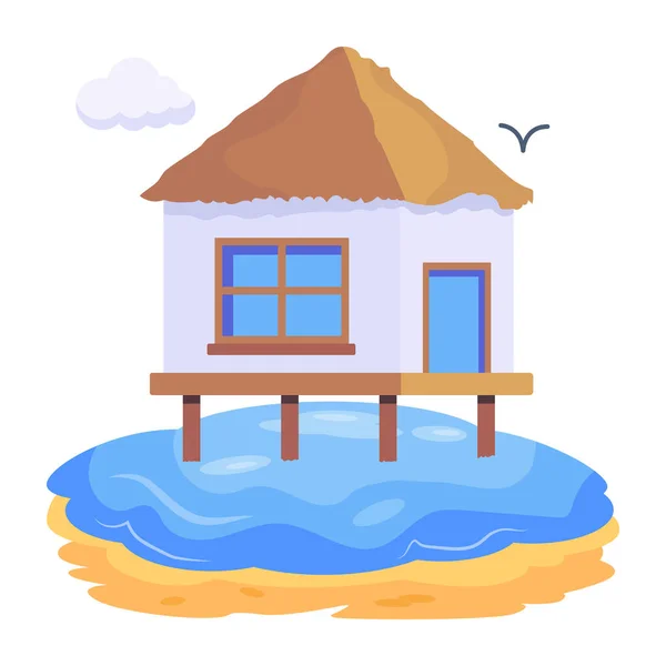 Дизайн Векторной Иллюстрации Пляжного Дома — стоковый вектор