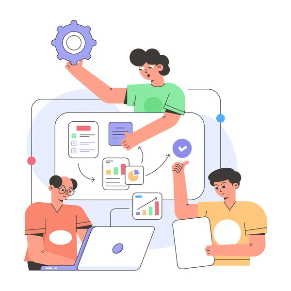 Vektor Illustration Business People Working — Stockvektor