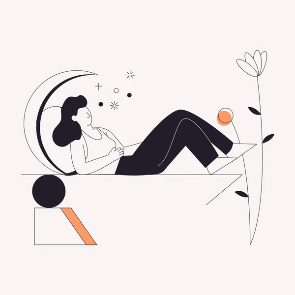 Ilustração Vetorial Uma Mulher Dormindo — Vetor de Stock