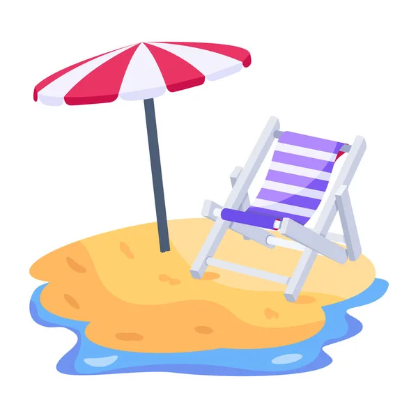 Silla Playa Con Paraguas Vector Ilustración Diseño — Vector de stock