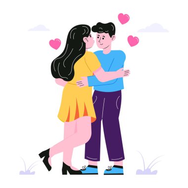 Birbirine aşık çiftler, vektör çizimi.