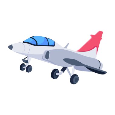 Uçak ikonu. Uçak vektörünün izometriği 