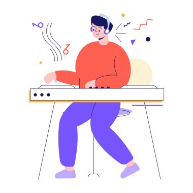 Müzik çalan bir adam. vektör illüstrasyonu