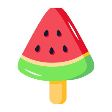 Dondurma ikonu. beyaz arkaplanda izole edilmiş karpuz buzlu dondurma vektör çizimi karikatürü