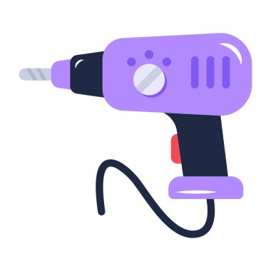 elektrikli matkap, düz simge, vektör, illüstrasyon