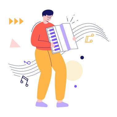 Müzik notaları olan adam vektör illüstrasyon tasarımı
