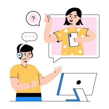 Akıllı telefonu ve konuşma baloncuğu olan genç çift 