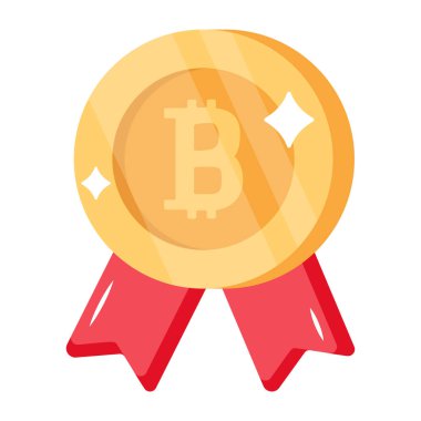 Bitcoin madalyası. Web simgesi basit illüstrasyon