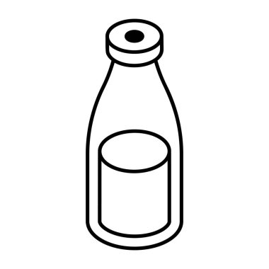 Bir şişe su ikonu. R vektörünün özet çizimi. izole kontur tasarımı.