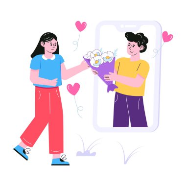 Sevgililer Günü ve aşkla dolu bir çift.