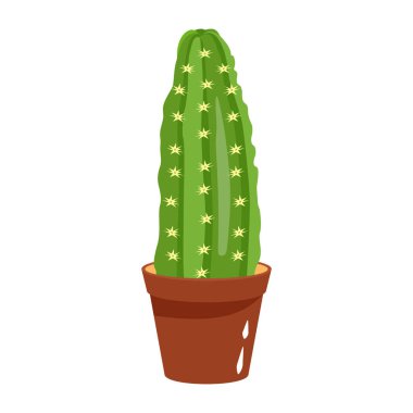 Tencerede kaktüs, bitki vektör çizimi