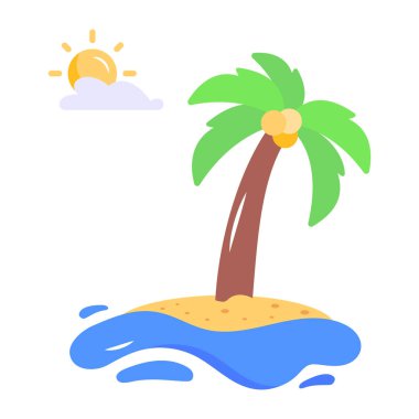 Yaz plajı ikonu vektör illüstrasyonu