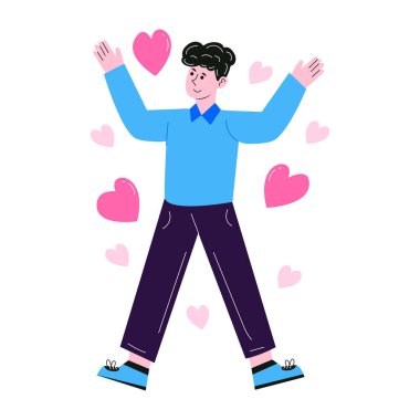 Kalpli genç adam vektör illüstrasyon tasarımı