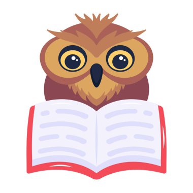 Kitap vektör illüstrasyon tasarımlı baykuş