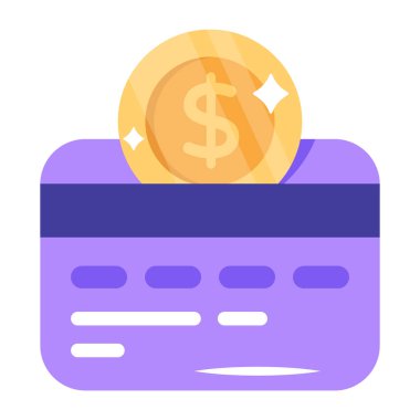 Kredi kartı ve para. Web simgesi basit illüstrasyon