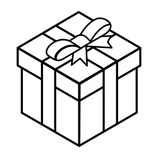 Geschenkbox Symbol Umriss Illustration Der Gegenwärtigen Vektorsymbole Für Das Web — Stockvektor