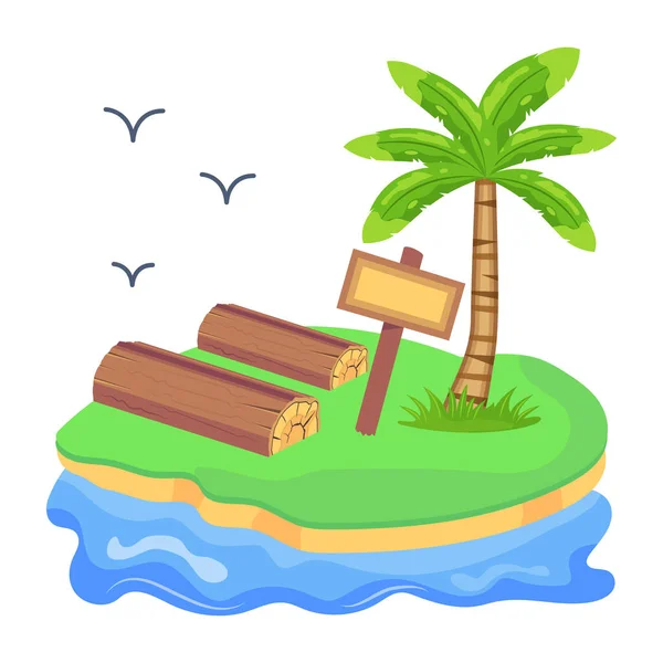 Isla Playa Vector Ilustración — Vector de stock