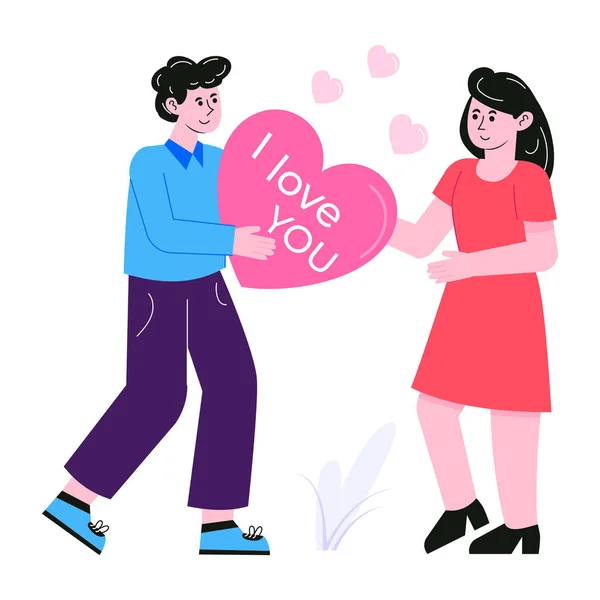 Casal Com Amor Design Ilustração Vetorial Coração —  Vetores de Stock