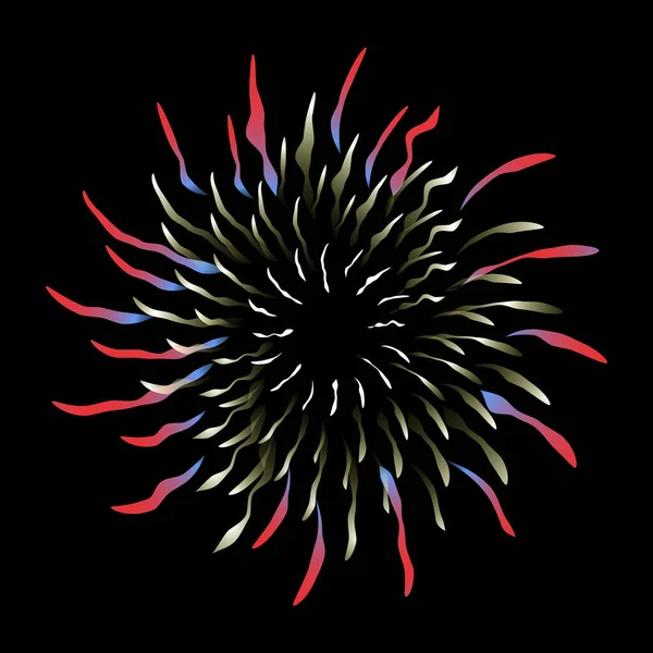 Explosión Fuegos Artificiales Sobre Fondo Negro — Vector de stock