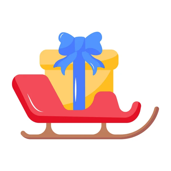 Gift Box Sleigh Vector Illustration — Stock Vector