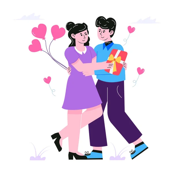 Couple Love Gift Vector Illustration — Stock Vector