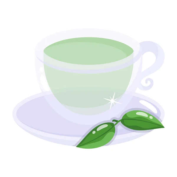 Tea Cup Green Leaves Vector Illustration Design — Stock Vector