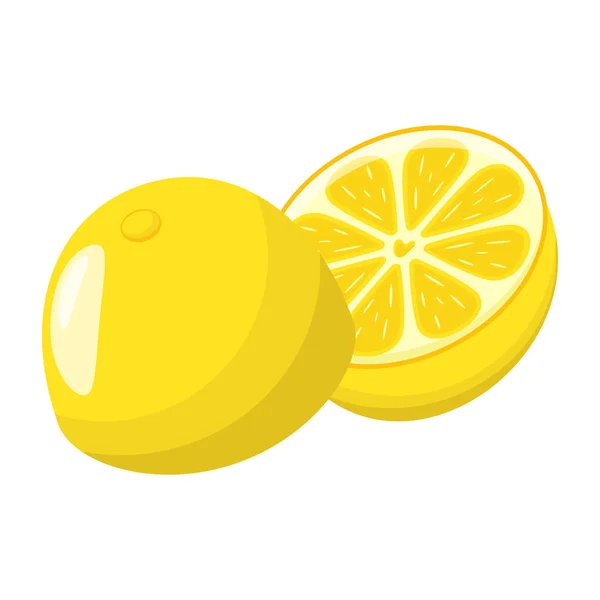 Lemon Terisolasi Pada Latar Belakang Putih Ilustrasi Vektor - Stok Vektor