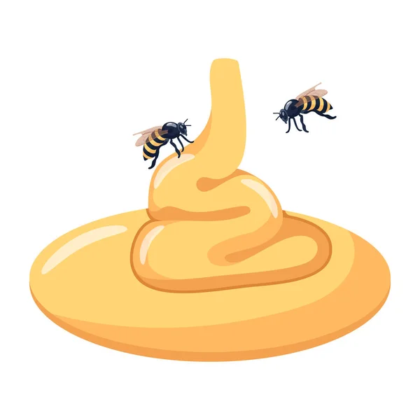 ミツバチは白を背景にしています ベクターイラスト — ストックベクタ