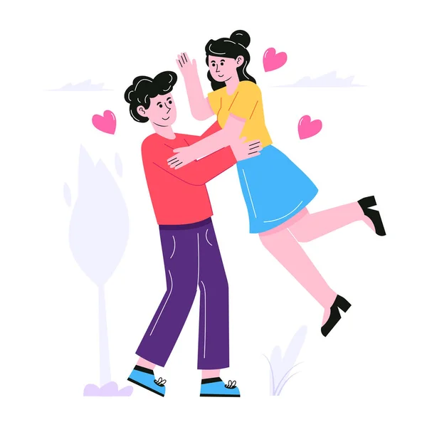 Jeune Couple Amour Vecteur Illustration Design — Image vectorielle