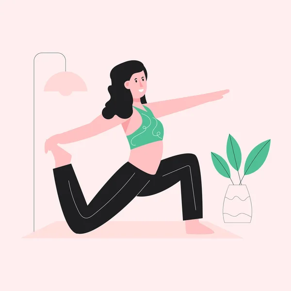 Donna Che Yoga Esercizio Vettoriale Illustrazione Design — Vettoriale Stock