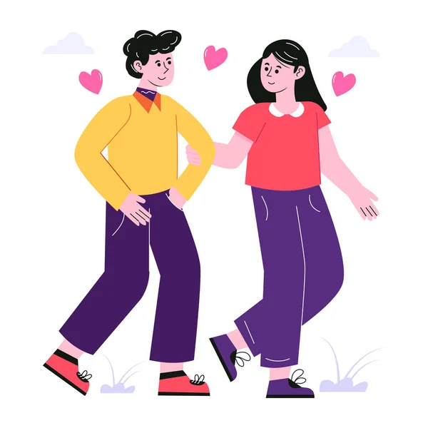 Couple Amoureux Avec Des Cœurs Vecteur Illustration Design — Image vectorielle