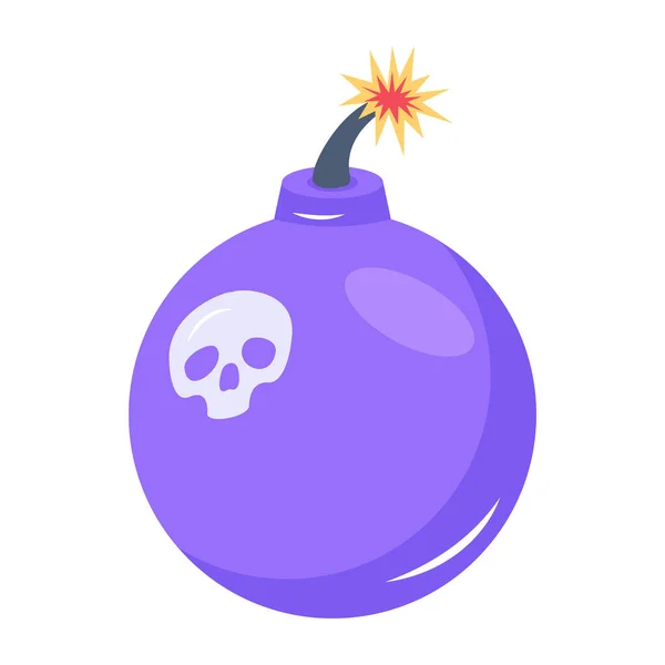 Bombe Halloween Avec Crâne Illustration Vectorielle — Image vectorielle