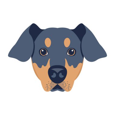 Kulakları olan sevimli köpek kafası, vektör çizimi