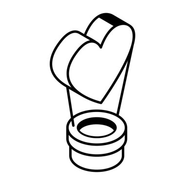 kalp sıcak hava balonu, vektör çizimi basit tasarım