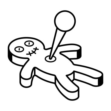 ölü vudu bebeği iğne, vektör illüstrasyonu basit tasarım