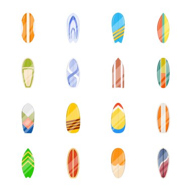 Sörf tahtası simgeleri, vektör illüstrasyonu basit tasarım