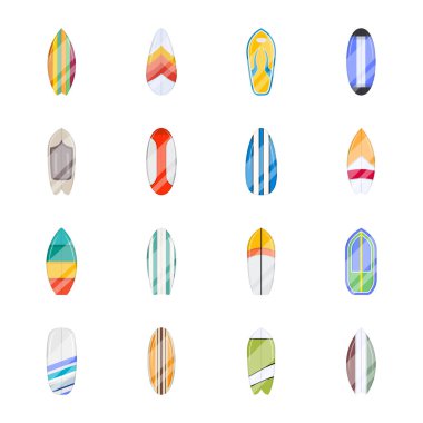 vektör sörf tahtası elementleri kümesi.