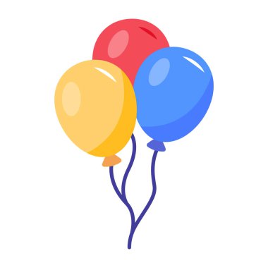 balon ikonu. Balon vektörünün izometriği ve web tasarımı için ikonları doldur