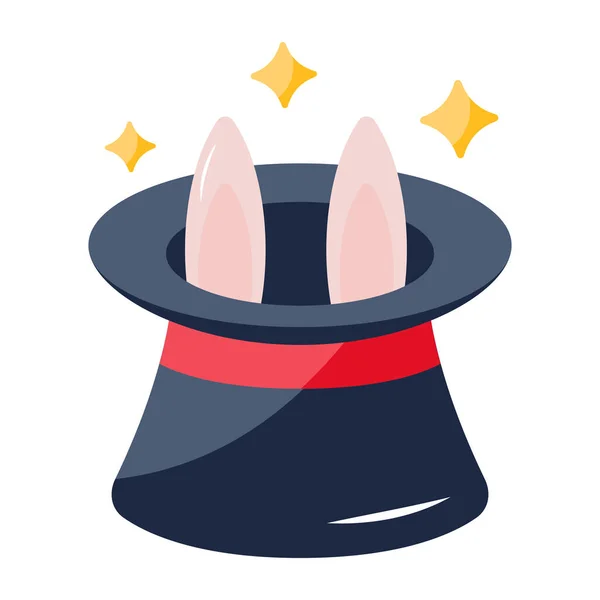 Chapeau Magique Avec Lapin Illustration Vectorielle Design Simple — Image vectorielle