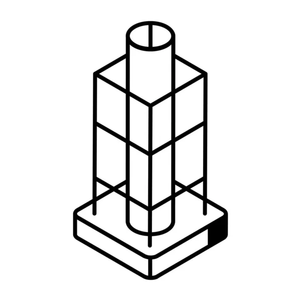 Bâtiment Ligne Icône Vectorielle Contour — Image vectorielle