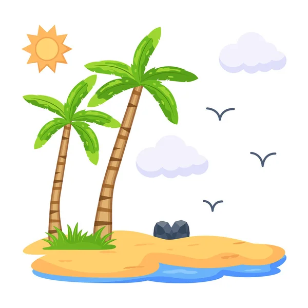 Playa Con Palmeras Vector Ilustración Diseño — Vector de stock