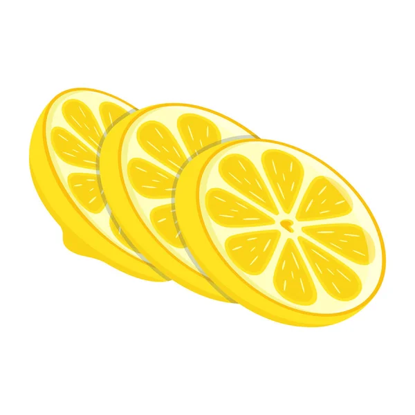 Citronskivor Isolerade Vit Bakgrund Vektor Illustration — Stock vektor