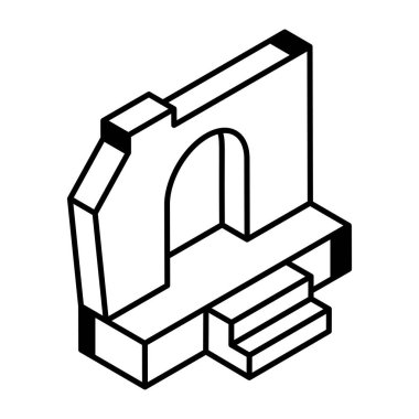 İzometrik çizgi yapı ikonu. vektör illüstrasyonu