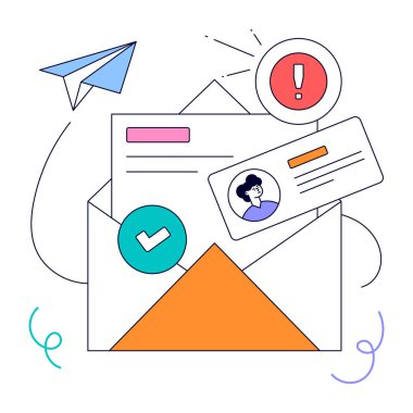 zarflı e-posta iletisi vektör illüstrasyon tasarımı