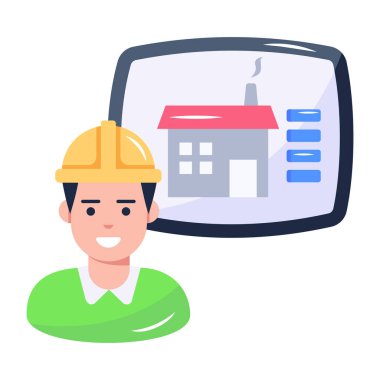 Evi ve miğfer vektör çizimi olan adam