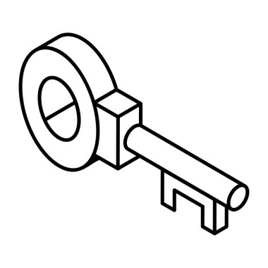 Beyaz üzerine eski anahtarın vektör illüstrasyonu 