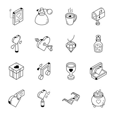 Sevgililer günü için simgeler kümesi 