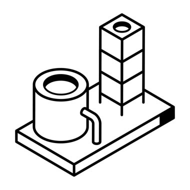 Bir fabrika simgesinin vektör illüstrasyonu