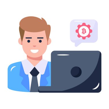 Laptop ve bilgisayar vektör illüstrasyonlu doktor